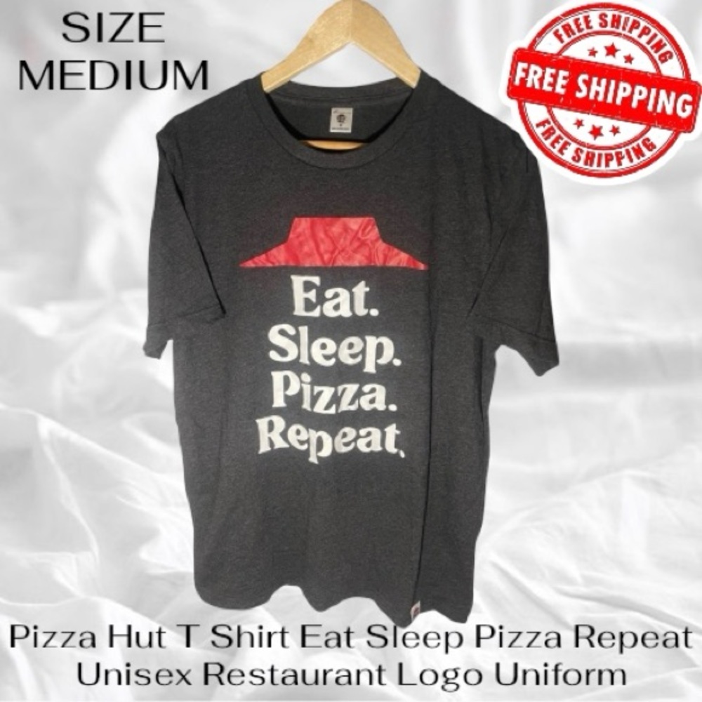 Pizza Hut EAT SLEEP PIZZA REPEAT T Shirt Medium Restaurant Logo Uniform Adult